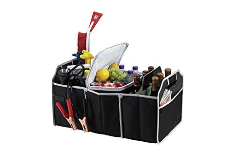 Car Trunk Organizer, Black, 3 Large Sections of Storage, Store Your Cleaning Supplies, Emergency Gear, Groceries, Tools, Great For On The Go Moms