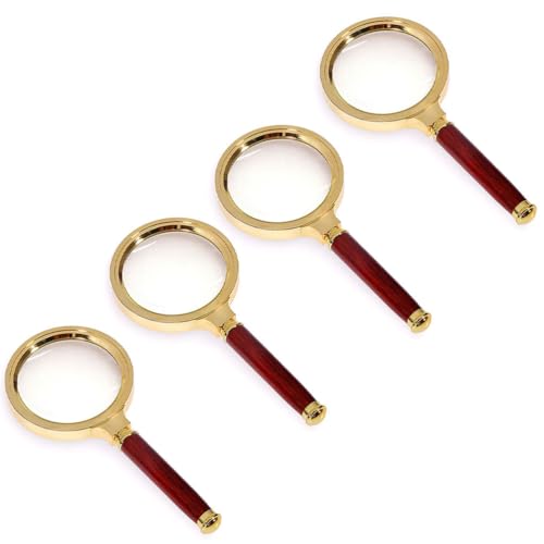 4 Pack Magnifying Glass 6X Magnification Magnifier Handheld Magnifier - color: Red 6x, size: 4 Pcs