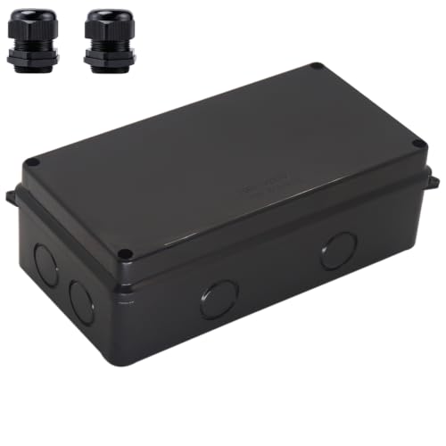 Project Box IP65 Waterproof Dustproof Junction Boxes ABS Plastic DIY Electronic Case, Indoor & Outdoor Electrical Box Power Cord Enclosure Black 200x100x70mm - size: 7.9" x 3.9" x 2.8"
