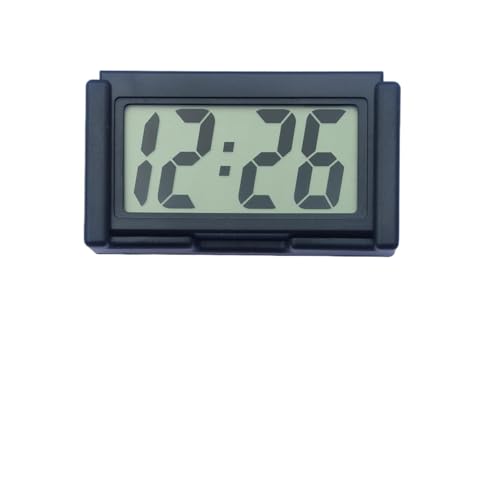 Shudyear Small Digital Clock， with Jumbo LCD Time & Day Display，Mini Automotive Small Digital Clock Battery Operated for Desktop Nightstand Pocket Car Truck Dashboard & Air Vent (1, Black) - color: Black