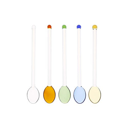 5 Pieces Glass Spoons for Coffee Teaspoons Glass Stirring Spoon Rod 5.9 inch Coffee Stirrers Ice Tea Spoon Glass Mixing Spoon for Tea SugarHome Bar Party