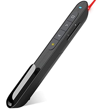 Wireless Presenter, Hyperlink Volume Control Presentation Clicker RF 2.4GHz USB PowerPoint Clicker Presentation Remote Control Pointer Slide Advancer (Black) - color: Red