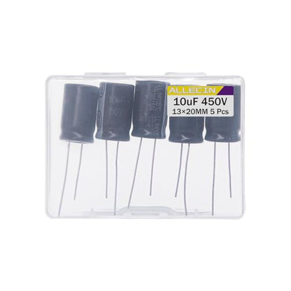 10uF 450V 13x20mm Electrolytic Capacitor 10 UF MFD 450 Volt 0.51x0.79in Aluminum Capacitors (Pack of 5) - style: 10uF 450V 13x20MM
