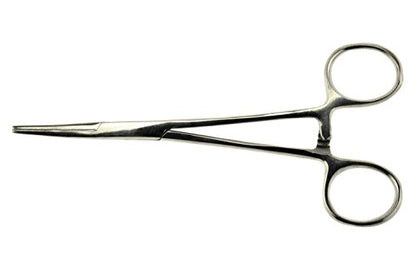 SE 5.5-Inch Stainless Steel Straight Forceps - Self-Locking, Serrated Tip for Precision Grip and Clamping - Perfect for Crafting, Fishing Tasks, Jewelry Making, and More! -655FS - size: 5-1/2", style: Straight