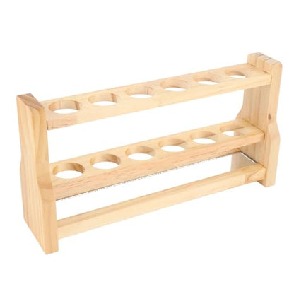 Wooden Test Tube Rack, Pine Wood Holder with 6 Round Holes, Laboratory Equipment Rack with Stable Base, Ideal for Cosmetics, Essential Oils Organization (31mm) - size: 31mm