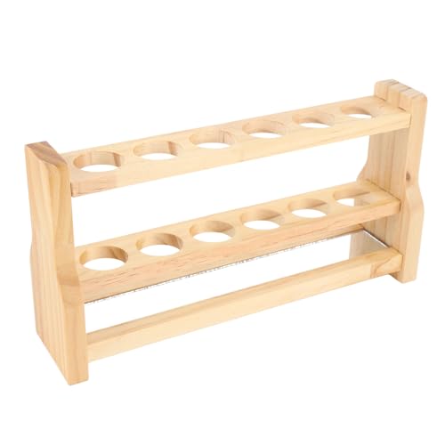 Wooden Test Tube Rack, Pine Wood Holder with 6 Round Holes, Laboratory Equipment Rack with Stable Base, Ideal for Cosmetics, Essential Oils Organization (26mm) - size: 26mm