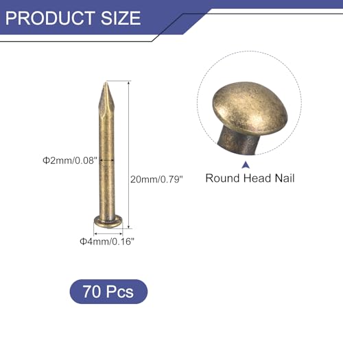 uxcell 70Pcs Small Tiny Nails 2x20mm(DxL) Tiny Brass Nails Hardware - color: Bronze, size: 2x20mm