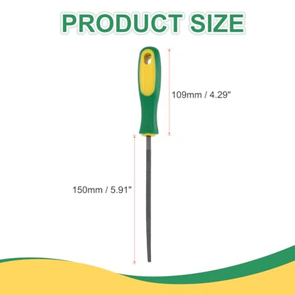 HARFINGTON 6" Round Medium Cut File Double Cut Teeth Medium Metal File High Carbon Steel T12 with Plastic Handle for Metal Wood Finishing Roughing, Grey/Yellow-Green - size: 6", style: Medium Cut