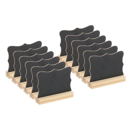 PATIKIL Mini Tabletop Chalkboard Signs, 12Pcs Small Chalkboard Signs with Easel Stand Double Side Wooden Irregular Shape Chalkboard for Food Labels Party Weddings Event Decorations