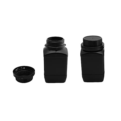 Othmro 2Pcs Plastic Bottles Lab Chemical Reagent Containers 500ml/17oz Wide Mouth Square Sample Storage Sealing Bottles Black with Anti-theft Cap for Food Store - color: 2Pcs 16oz