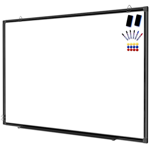 H-Qprobd 60"x48" White Board for Wall Large Magnetic Dry Erase Board with Black Aluminum Frame, Presentation Whiteboard Suitable for Home, Office, Classroom & Kitchen - size: 60"W x 48"H