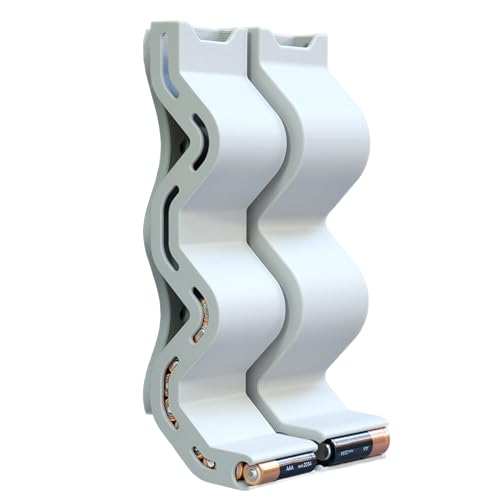 AA & AAA Battery Chute Combo, Wall-Mounted Battery Organizer & Dispenser – No-Jam FIFO Design, Holds 18 AA & 25 AAA Batteries – Grey - color: Grey