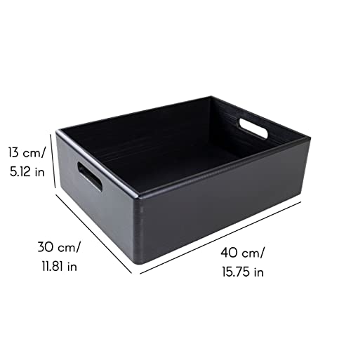 Creative Deco XL Black Wooden Crate Nesting Crate Handles - color: Black, size: XL