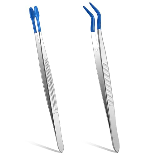 Rubber Tipped Tweezers, 2 Pcs PVC Coated Craft Tweezers - color: Blue