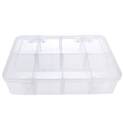 Xiaoyztan Bead Organizer Box Adjustable Dividers 8 Grids Clear 8.8x6.6 Inch - size: 8.8x6.6x2.3 in