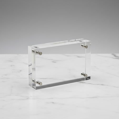 Azar Displays 104438 Clear Acrylic Magnetic Photo Frame Block 4.5x3 - size: 4.5in x 3in Vertical/Horizontal