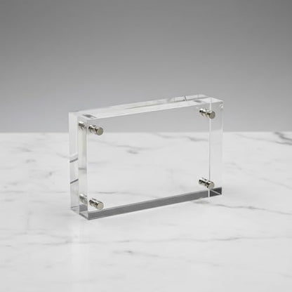 Azar Displays 104438 Clear Acrylic Magnetic Photo Frame Block 4.5x3 - size: 4.5in x 3in Vertical/Horizontal