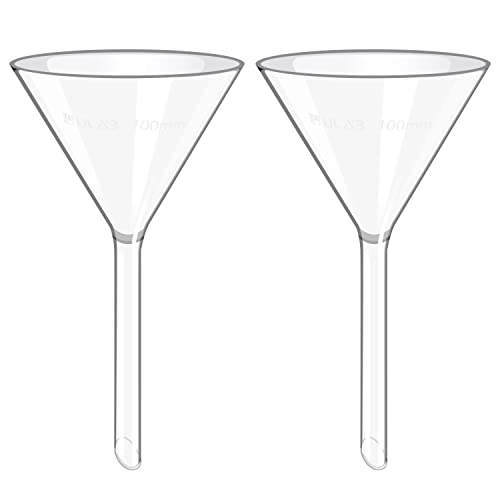 ULAB Scientific 100mm Glass Funnels, Short Stem Diameter 13mm, 3.3 Borosilicate Glass, Heavy Wall, Pack of 2, UGF1010 - color: 100mm, Pack of 2