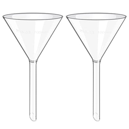 ULAB Scientific 100mm Glass Funnels, Short Stem Diameter 13mm, 3.3 Borosilicate Glass, Heavy Wall, Pack of 2, UGF1010 - color: 100mm, Pack of 2