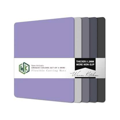 WK Small Flexible Plastic Cutting Boards for Kitchen Set of 5, Non Slip Cutting Mats for Meat, Mini Cutting Board Mats, BPA Free, Dishwasher Safe, 7.3x11.5" - color: Multi Grey - Small - 5
