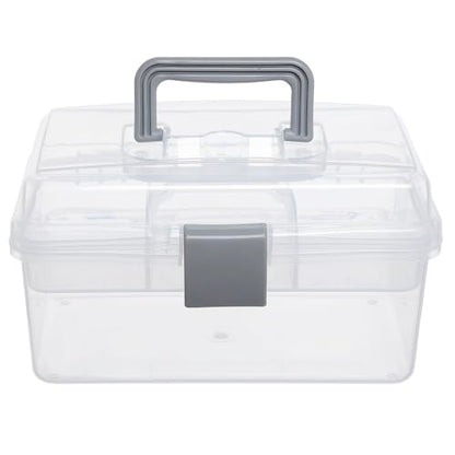 MyGift 10.2 Inch Transparent Plastic Empty Arts and Crafts Tackle Box