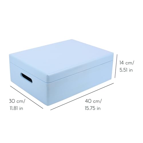 Creative Deco XL Blue Wooden Box Storage with Hinged Lid - color: Blue, size: XL | Handles