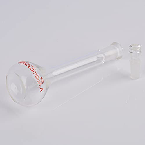 stonylab Glass Volumetric Flask Class A with Glass Stopper, Borosilicate Glass Heavy Wall Volumetric Flask Tolerance ±0.03 ml, 25 ml - size: 25 ml