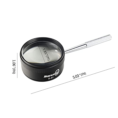 Sanung Z-21 Handheld Optical Magnifying Glass 30X with Detachable Handle, 1.85IN Magnifier Lens Set for Senior Kids Reading Exploring Jewelry Identifying