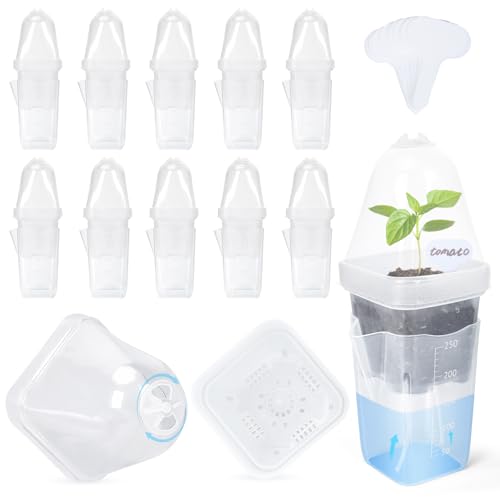 12Pack 2.5" Self Watering Seed Starter Pots for Plant Propagation Cuttings - color: Transparent 12 Pack