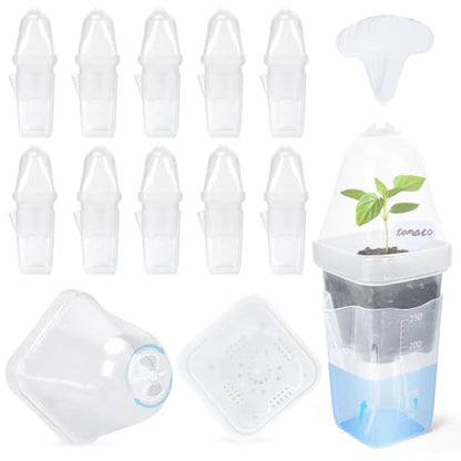 12Pack 2.5" Self Watering Seed Starter Pots for Plant Propagation Cuttings - color: Transparent 12 Pack