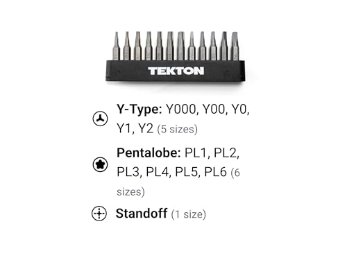 TEKTON 4 mm Electronics Bit Set with Rail, 12-Piece | DZZ92003 - style: 12-pc. Electronics Bit Set