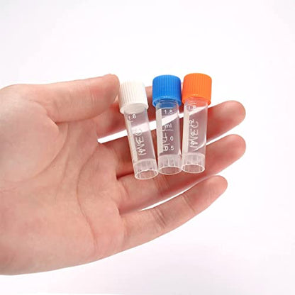 100PCS 2ml Plastic Small Vials with Screw Caps Sample Tubes Cryotubes,PP Material, Free from DNase, RNase, Human DNA - style: 2ml 100pcs