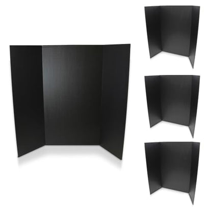 Flipside Products 36” x 48” Project Boards for Presentations, Science Fair, School Projects, Event Displays and Trifold Picture Board, Proudly Made in USA - Black - 4 Pack - color: Black, size: 4 Pack