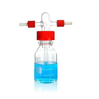ALWSCI 250ml Gas Washing Bottle Lab Glass Drechsel Head GL45 1Set - size: 8.5 Ounces