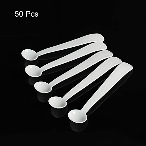 MECCANIXITY Micro Spoons 2 Gram Measuring Scoop Plastic Round Bottom Mini Spoon for Home Kitchen Powder Measurement Baking 50Pcs