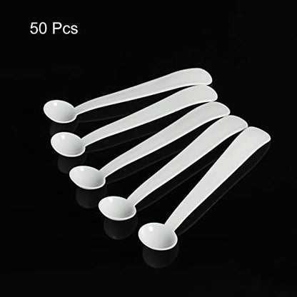 MECCANIXITY Micro Spoons 2 Gram Measuring Scoop Plastic Round Bottom Mini Spoon for Home Kitchen Powder Measurement Baking 50Pcs