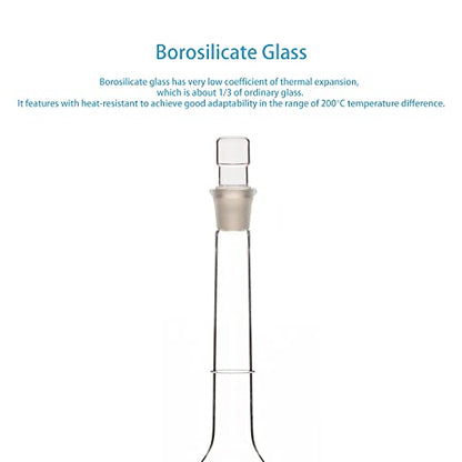 stonylab Glass Volumetric Flask Class A with Glass Stopper, Borosilicate Glass Heavy Wall Volumetric Flask Tolerance ±0.03 ml, 25 ml - size: 25 ml