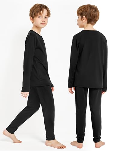 Resinta Kids Boys Thermal Underwear Set - Fleece Lined Base Layers Top & Bottom Toddler Long Johns for Cold Winter - color: Black, Black, Black, size: 5-6X