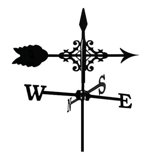 Metal Weather Vane Black Wind Vanes Indicator Wind Measuring Tool Weathervane Roof Mount for Gardens Outside Farmhouse Farm Barn Sheds Patio Decorations