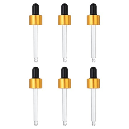 PATIKIL Glass Eye Dropper Caps, 6 Pcs Anodized Aluminum Glass Dropper Closure Top for 30ml(1oz) Essential Oils Bottle, Perfume, Lab Experiments, Gold Tone - color: Gold Tone, size: 30ml