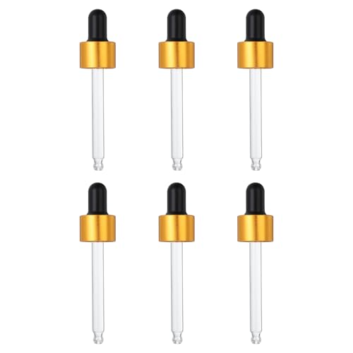 PATIKIL Glass Eye Dropper Caps, 6 Pcs Anodized Aluminum Glass Dropper Closure Top for 30ml(1oz) Essential Oils Bottle, Perfume, Lab Experiments, Gold Tone - color: Gold Tone, size: 30ml