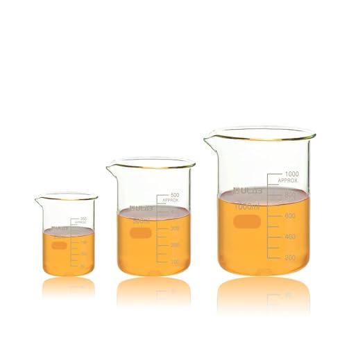 ULAB Scientific Glass Beaker Set, 3 Size of Vol. 250ml 500ml 1000ml, 3.3 Borosilicate Griffin Low Form with Printed Graduation, UBG1027 - style: Vol. 250ml 500ml 1000ml