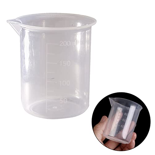 Waziaqoc 200ml/6.8oz Plastic Graduated Beaker, Transparent, 3 Pack - color: 3pcs, size: 200 ml