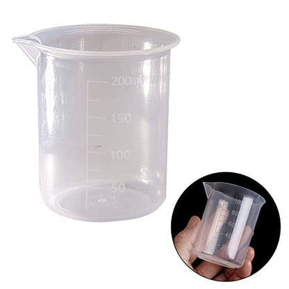 Waziaqoc 200ml/6.8oz Plastic Graduated Beaker, Transparent, 3 Pack - color: 3pcs, size: 200 ml