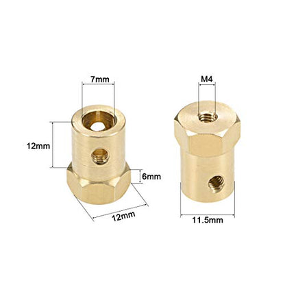 uxcell Hex Coupler 7mm Bore Motor Hex Brass Shaft Coupling Connector for Car Wheels Tires Shaft Motor 4pcs - size: 7mm