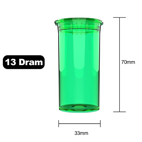 Dragon Chewer 13 Dram CR Plastic Packaging Pop Top Containers - Child Resistant Travel Holder Vial Bottles - 315 qty (Translucent Green) - color: Translucent Green