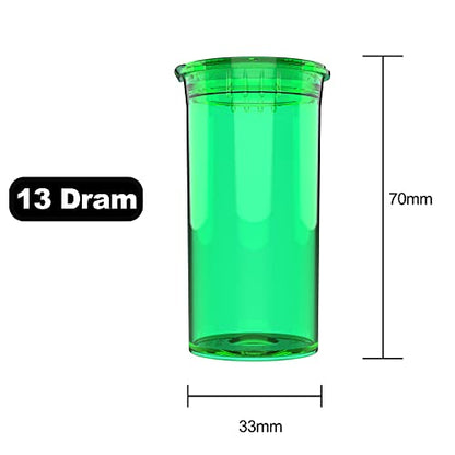 Dragon Chewer 13 Dram CR Plastic Packaging Pop Top Containers - Child Resistant Travel Holder Vial Bottles - 315 qty (Translucent Green) - color: Translucent Green
