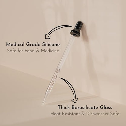 PrettyCare Eye Dropper 8 Pcs, Glass Eye Dropper for 30 ml Essential Oils Bottles Round Tip Measured Medicine Droppers Calibrated 1 ml Capacity - color: 8P-30