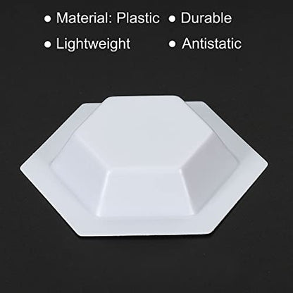 PATIKIL Hexagonal Weigh Boats, 10 Pack Plastic Small Scale Trays Powder Dispenser for Weighing Mixing, White