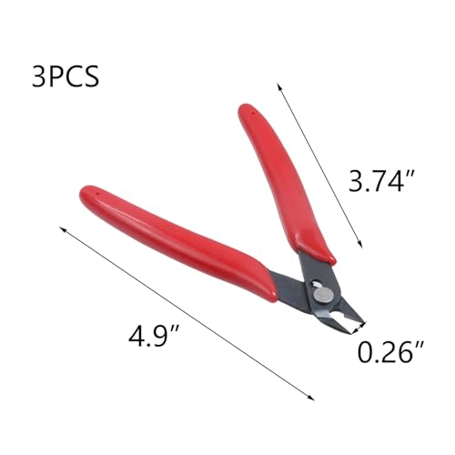 T Tulead Red Wire Cutters Carbon Steel Micro Cutter Flush Wire Electronic Tool Pliers Cutters Pack of 3 - color: Red